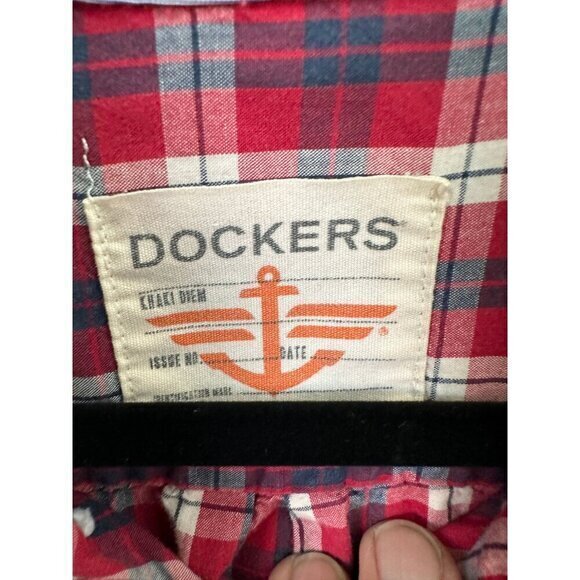 Dockers Men's Red‎ Plaid Long Sleeve Shirt, plaid long sleeve shirt, mens shirt - Picture 3 of 7